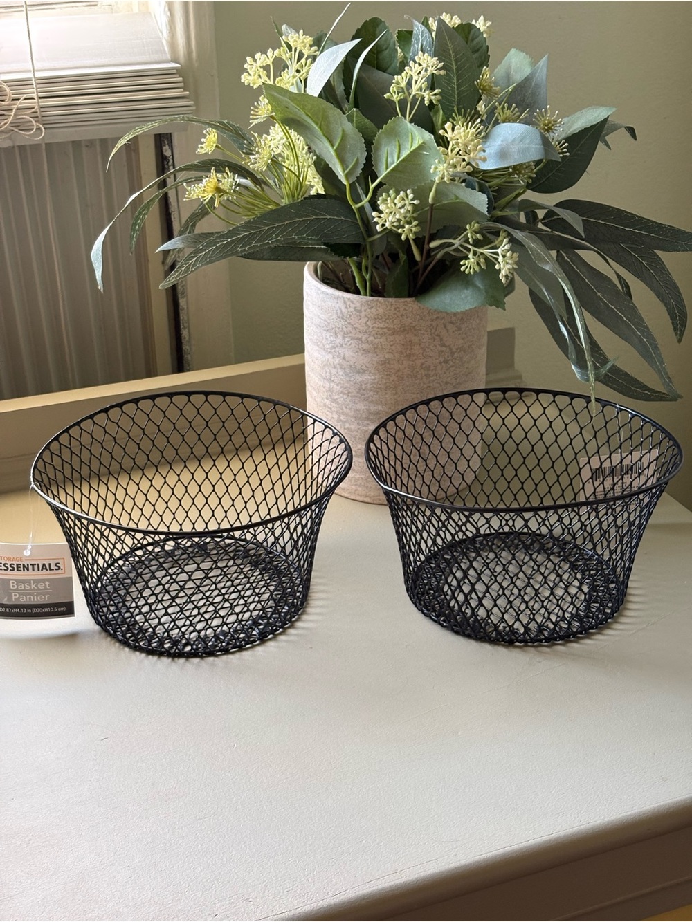 Home Essentials Black Metal Mesh Storage Baskets - Set of 2